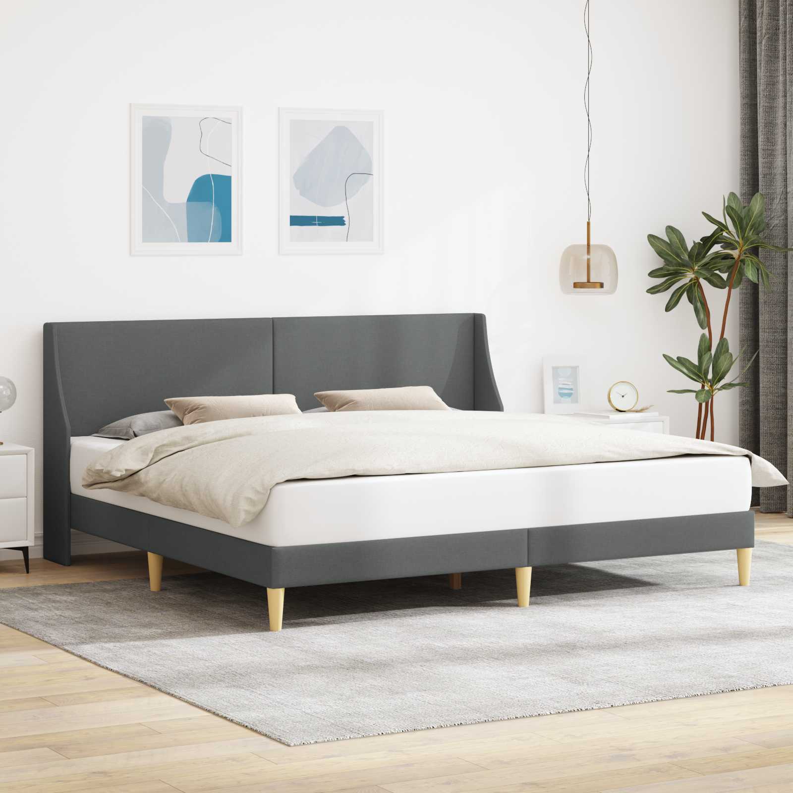 Bed Frame with Headboard Dark Grey connect plate