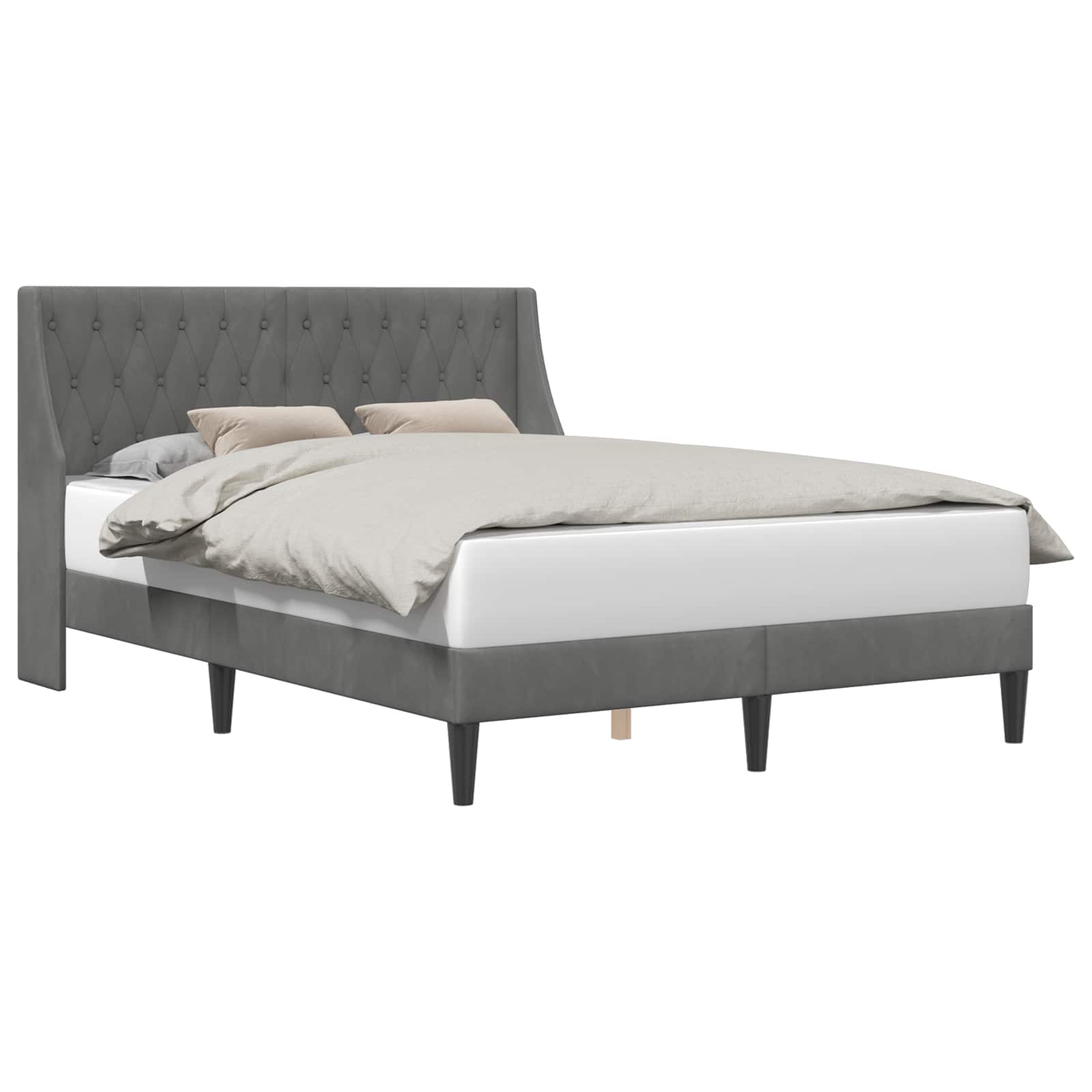 Bed Frame with Headboard Dark Grey 137 x 190 cm Velvet