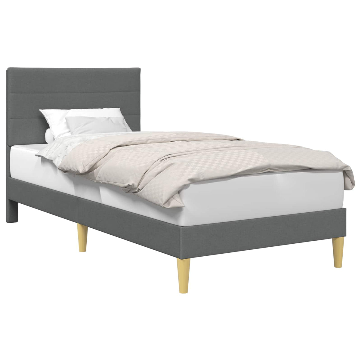 Bed Frame with Headboard Dark Grey 107 x 203 cm Fabric