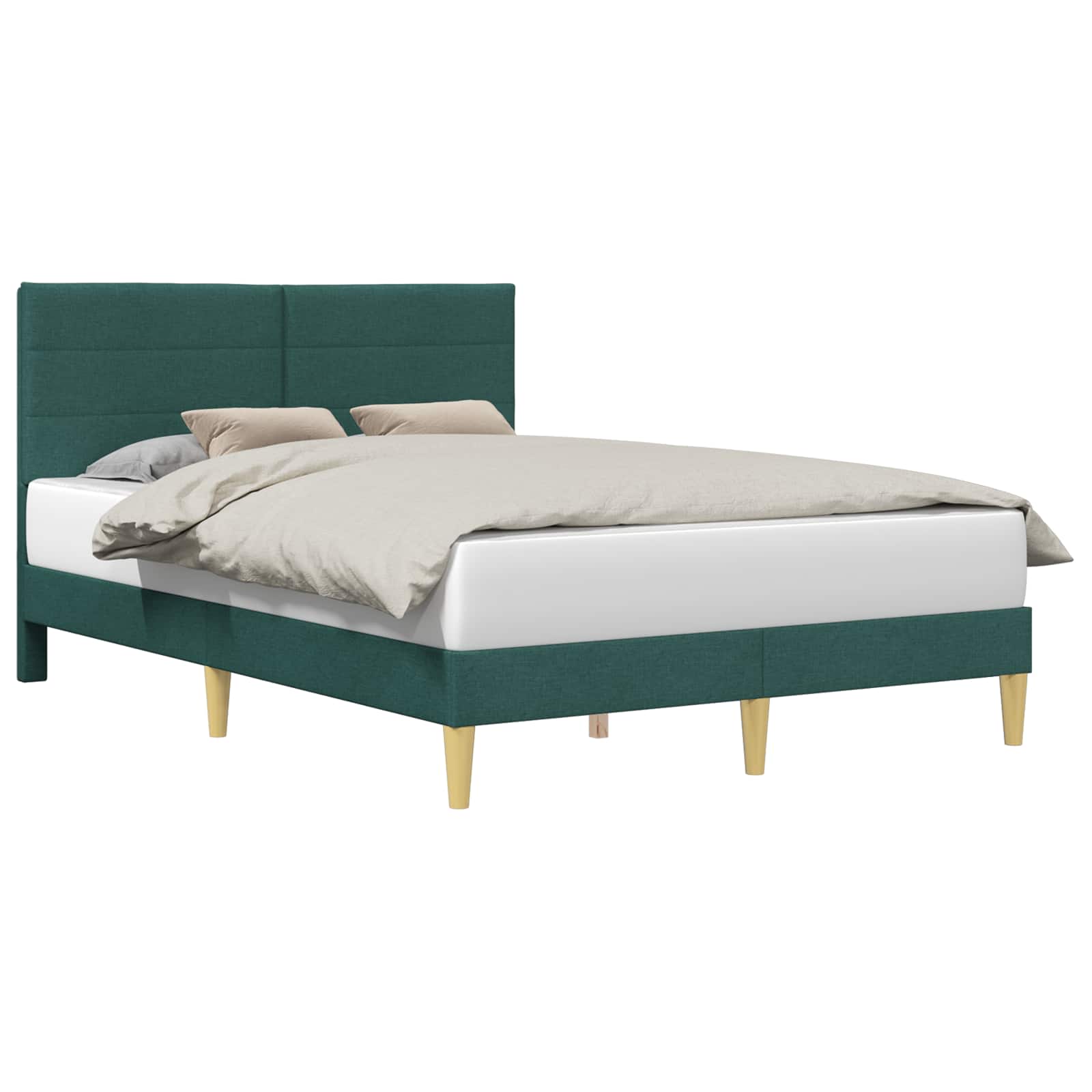 Bed Frame with Headboard Dark Grey 153 x 203 cm Fabric
