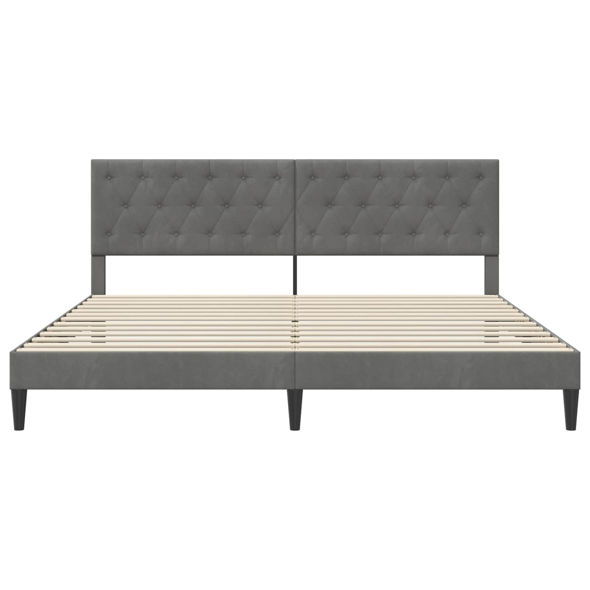 Bed Frame with Headboard Dark Grey 180 x 200 cm Velvet