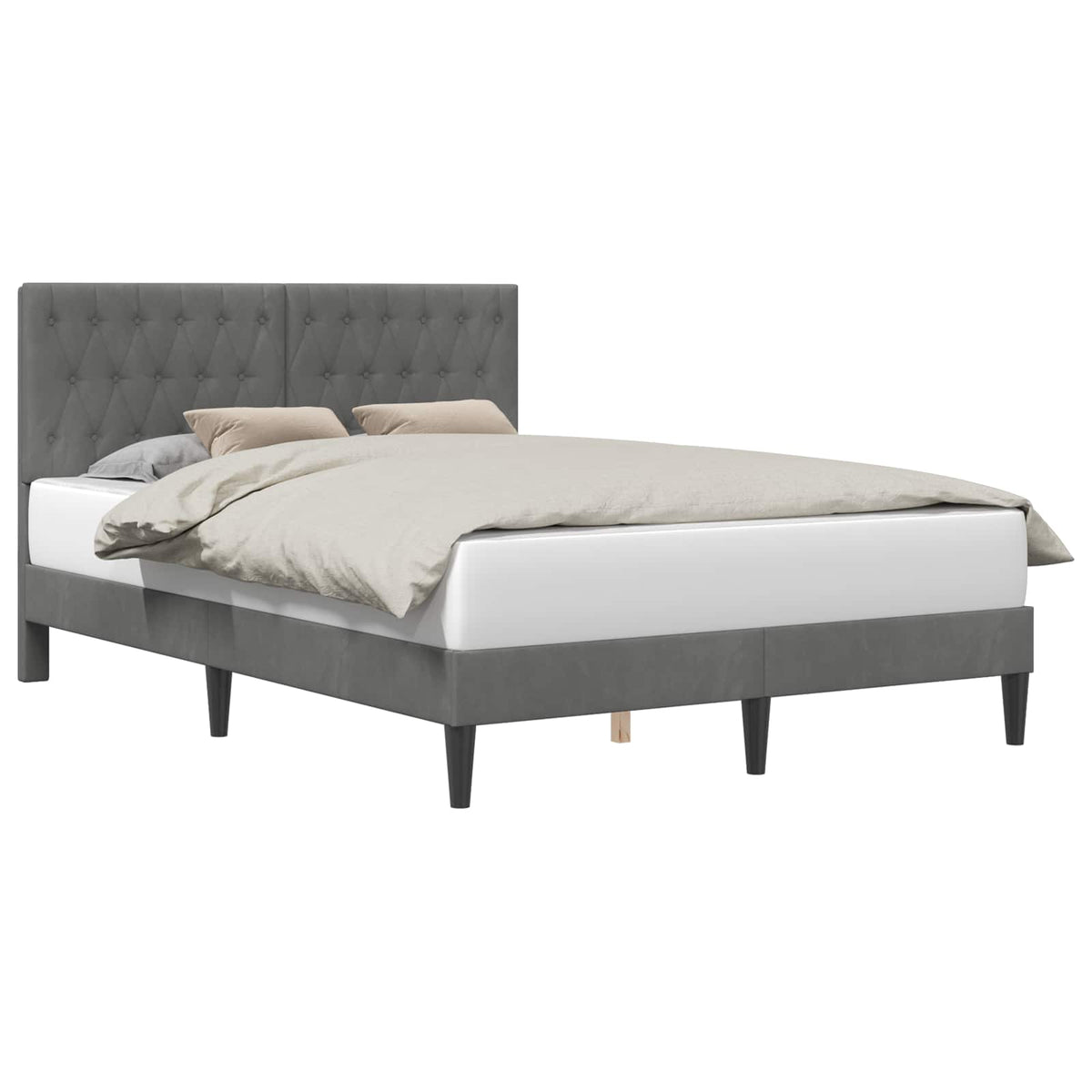 Bed Frame with Headboard Dark Grey 137 x 190 cm Velvet