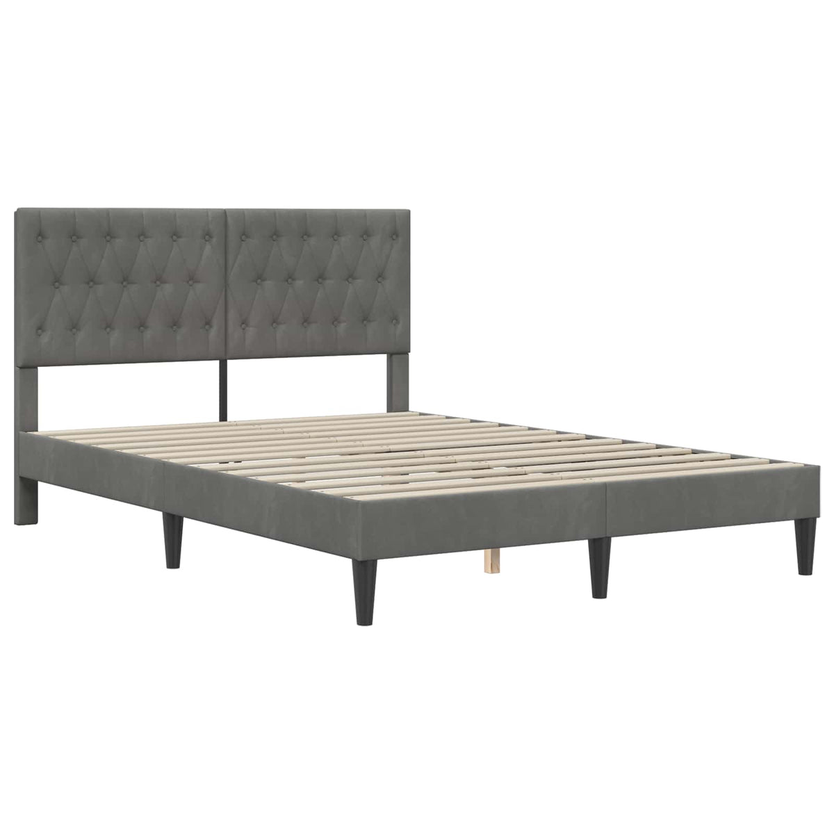 Bed Frame with Headboard Dark Grey 137 x 190 cm Velvet