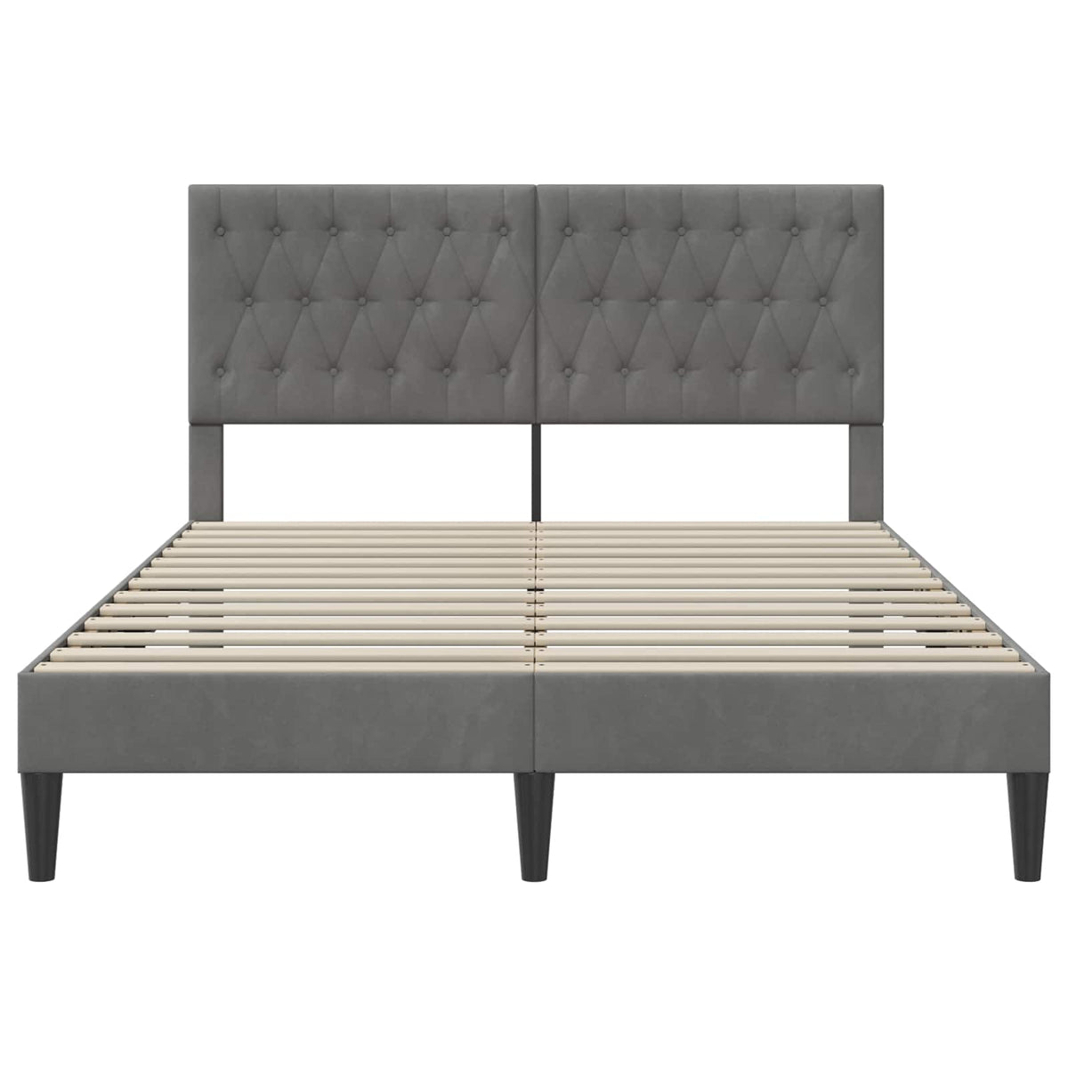 Bed Frame with Headboard Dark Grey 137 x 190 cm Velvet