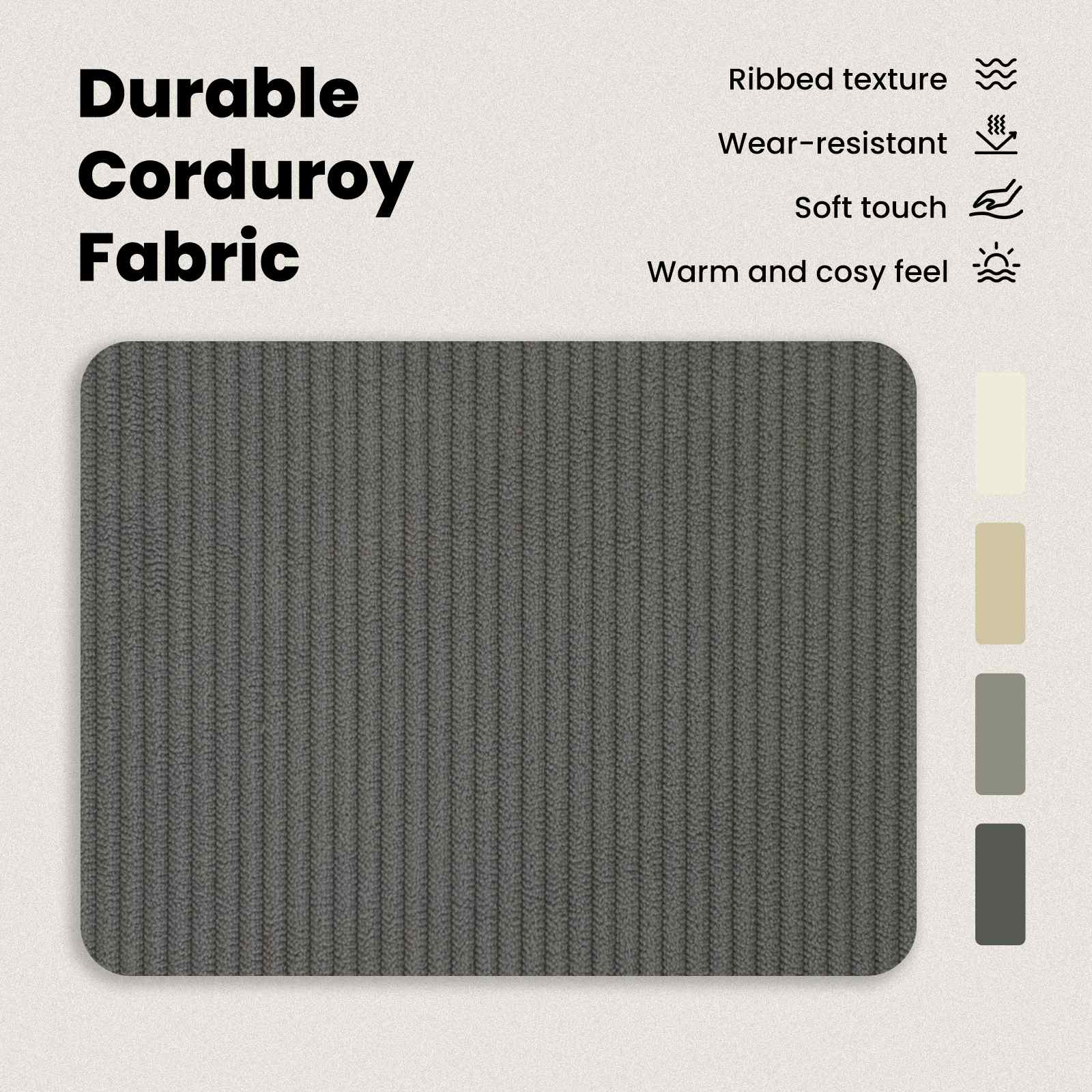 Bed Frame with Headboard Dark Grey 107 x 203 cm Corduroy Fabric