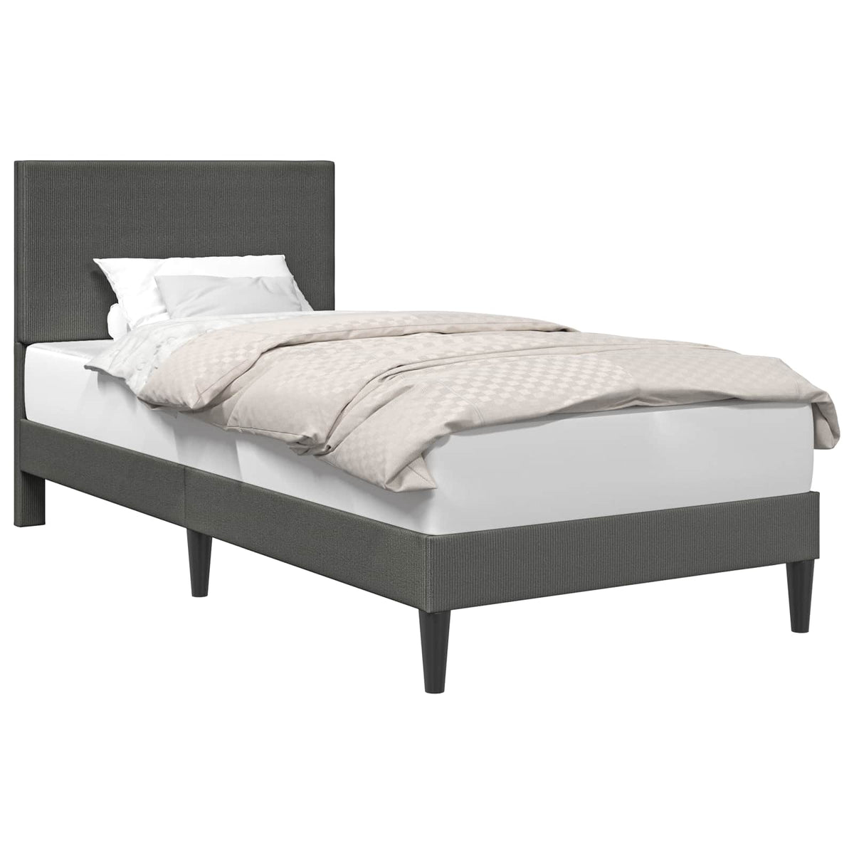 Bed Frame with Headboard Dark Grey 107 x 203 cm Corduroy Fabric