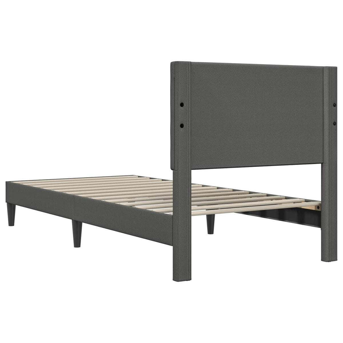 Bed Frame with Headboard Dark Grey 107 x 203 cm Corduroy Fabric