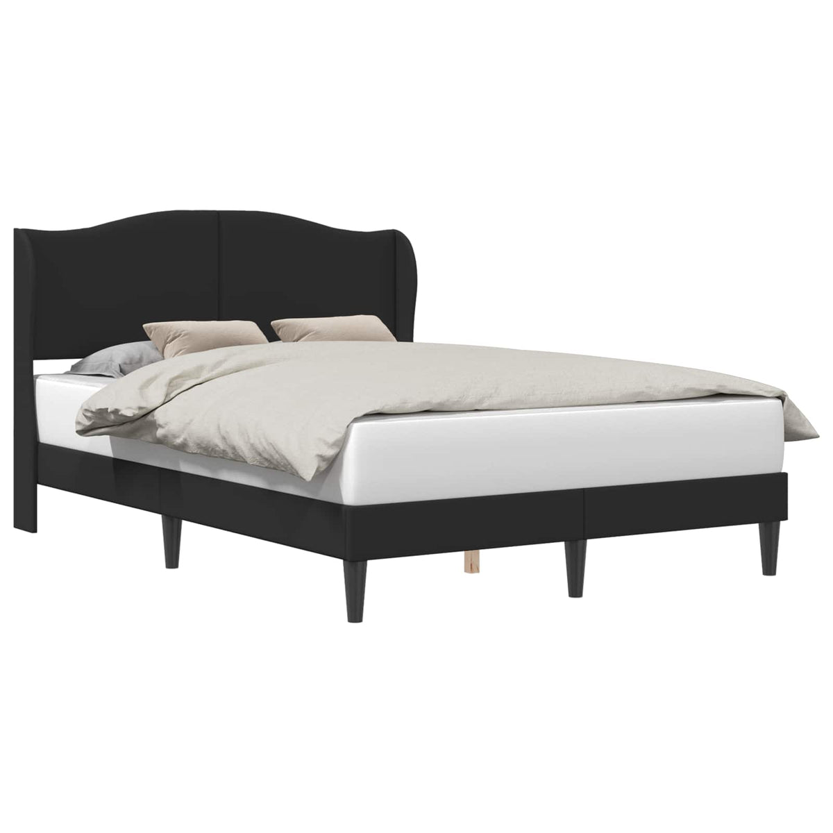 Bed Frame with Headboard Black 152 x 203 cm Faux Leather