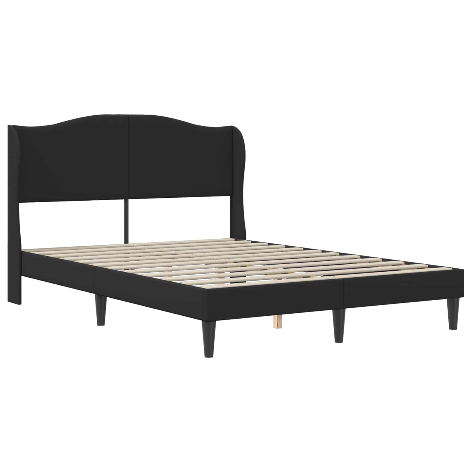 Bed Frame with Headboard Black 152 x 203 cm Faux Leather
