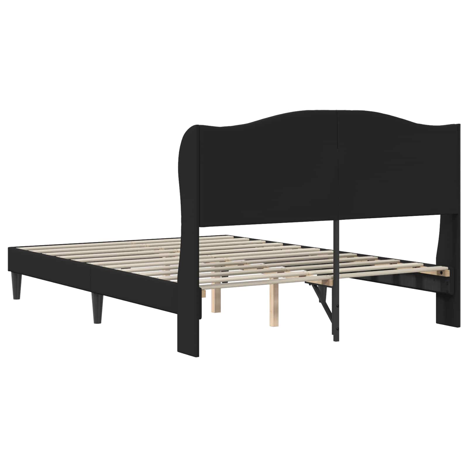 Bed Frame with Headboard Black 152 x 203 cm Faux Leather
