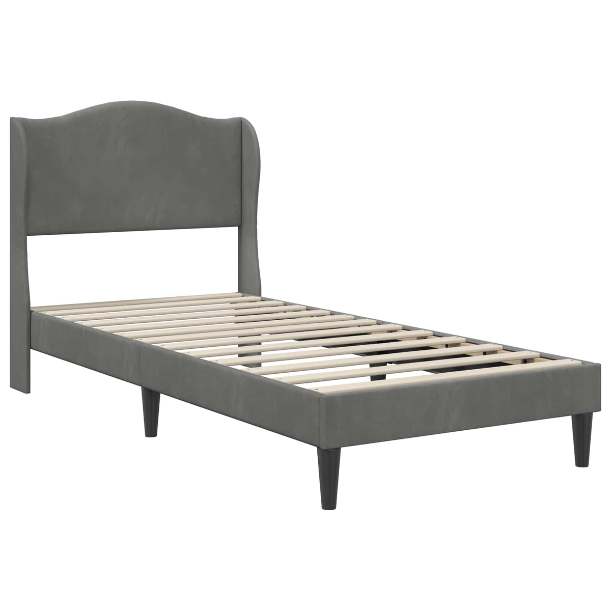 Bed Frame with Headboard Dark Grey 90 x 190 cm Velvet