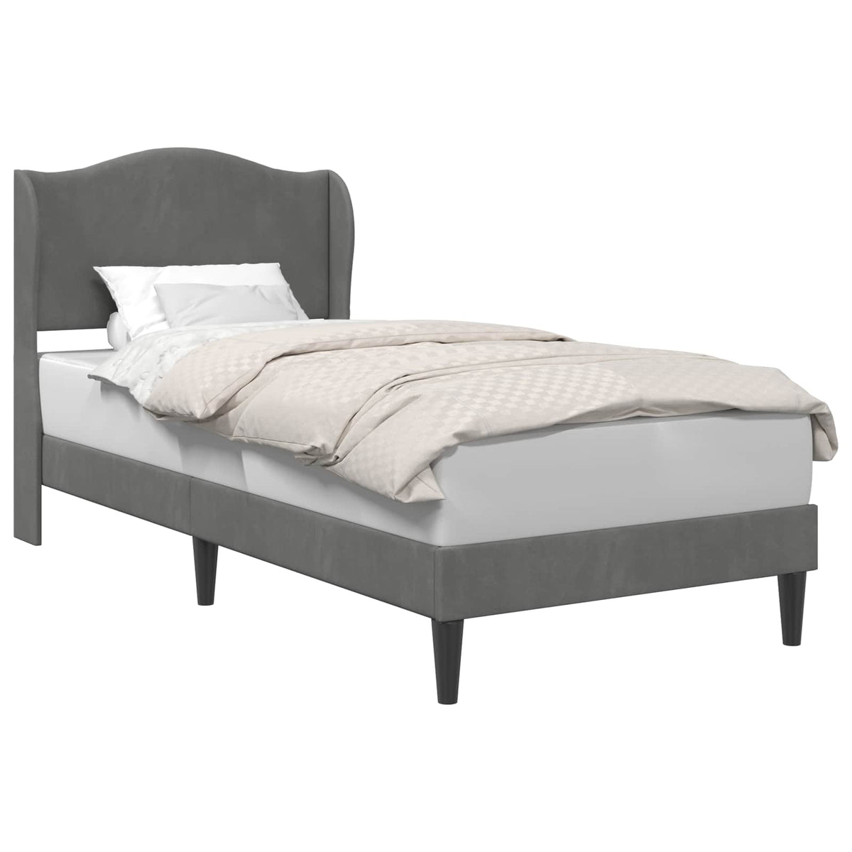 Bed Frame with Headboard Dark Grey 107 x 203 cm Velvet