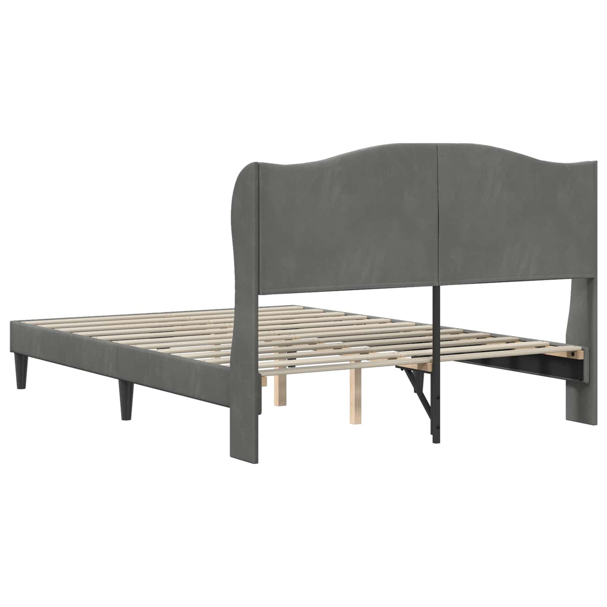 Bed Frame with Headboard Dark Grey 137 x 190 cm Velvet