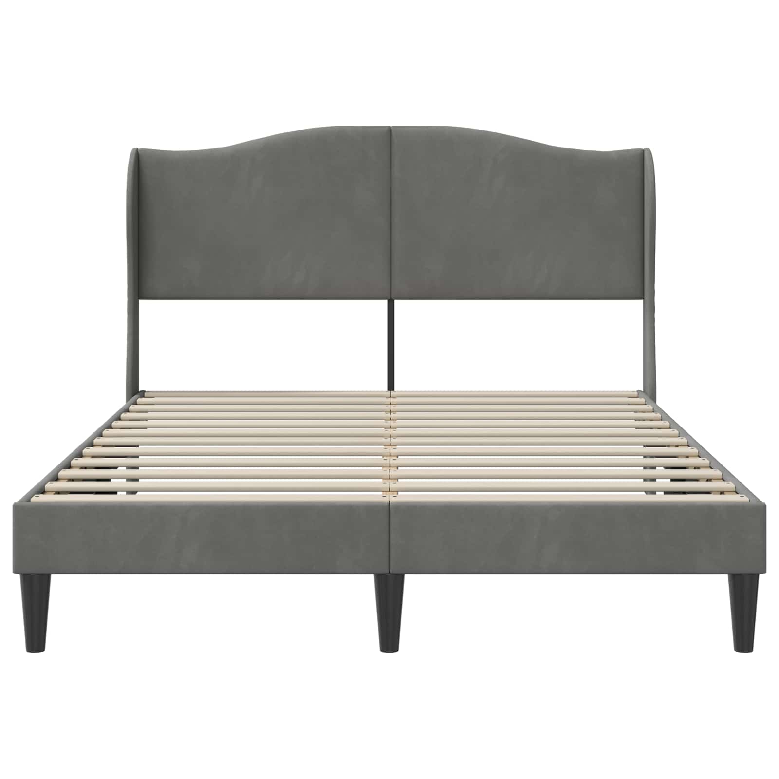 Bed Frame with Headboard Dark Grey 137 x 190 cm Velvet