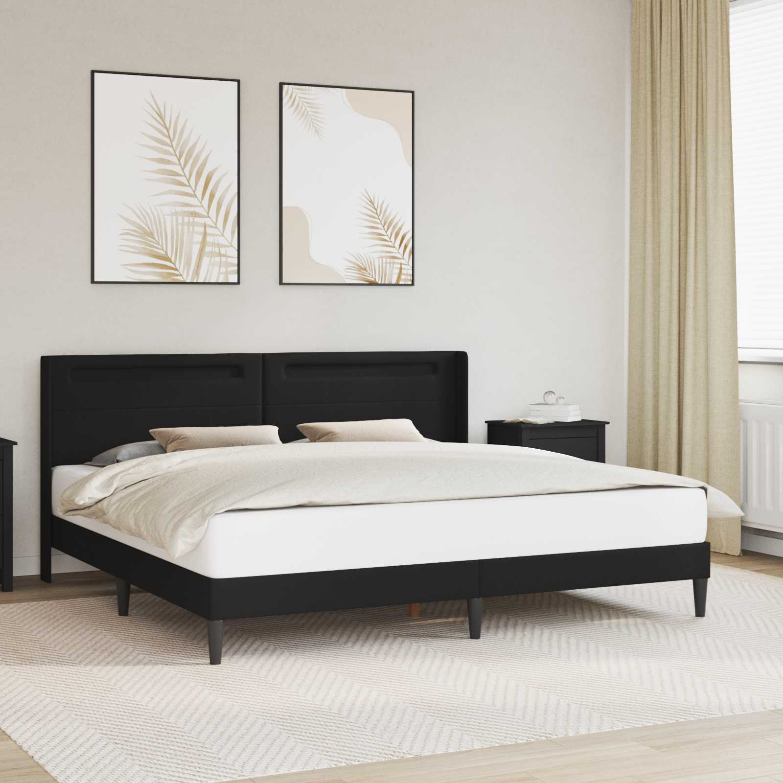Bed Frame with LED Strip Lights Black 180 x 200 cm Faux Leather