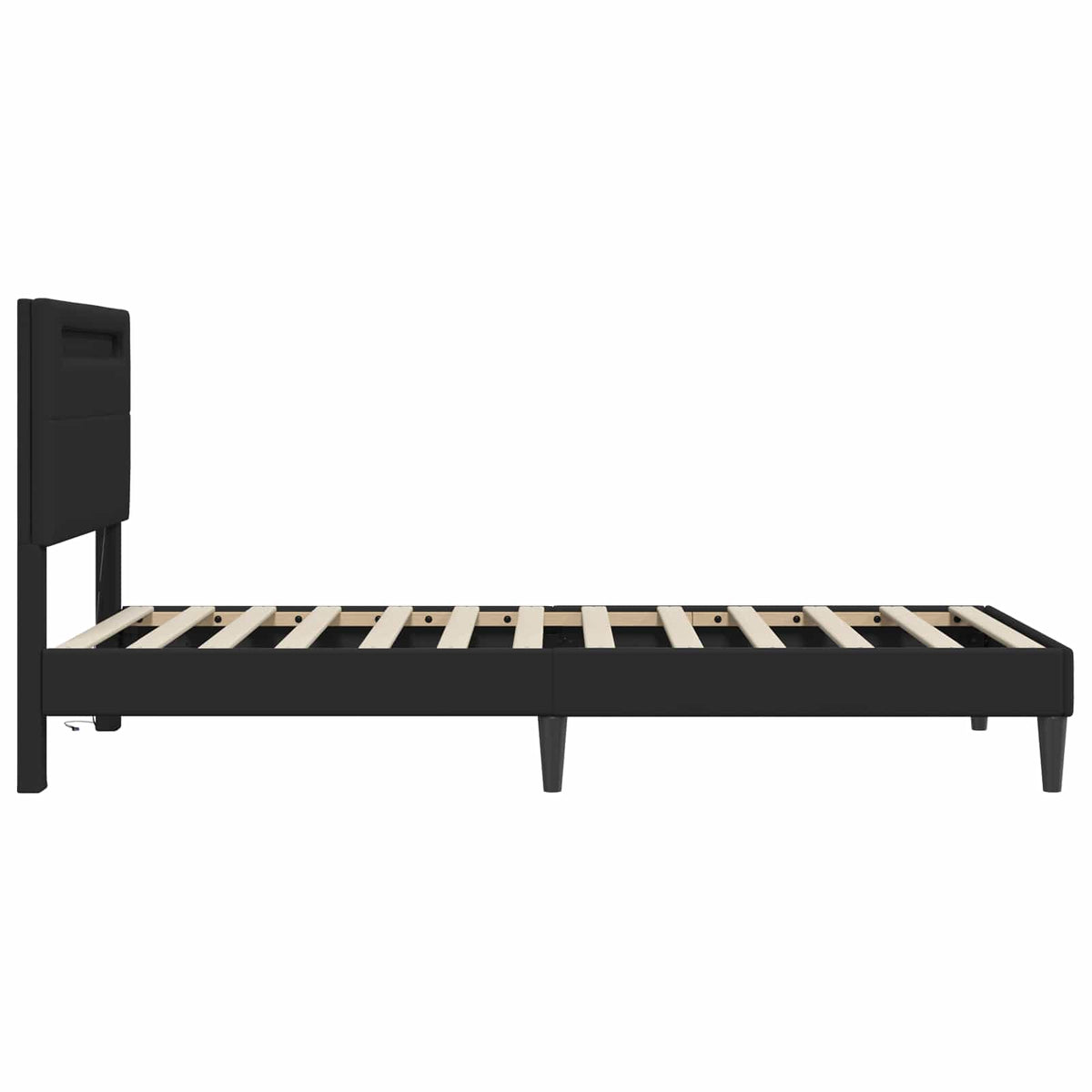 Bed Frame with LED Strip Lights Black 107 x 203 cm Faux Leather