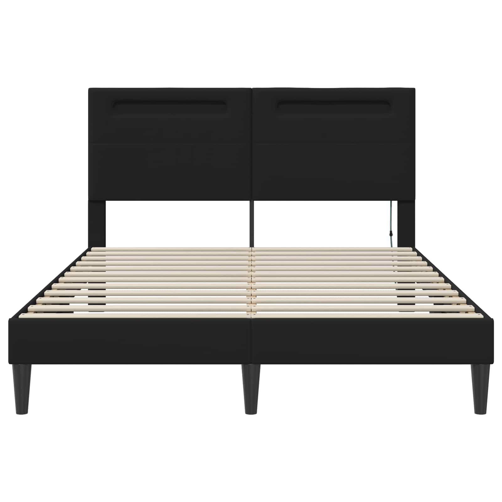Bed Frame with LED Strip Lights Black 153 x 203 cm Faux Leather