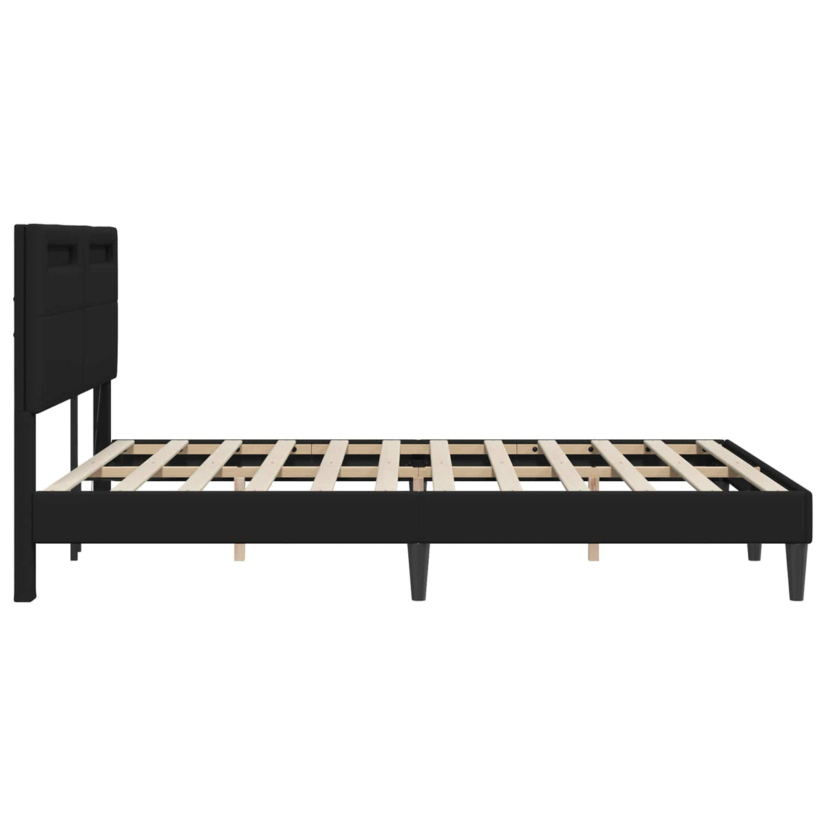 Bed Frame with LED Strip Lights Black 153 x 203 cm Faux Leather