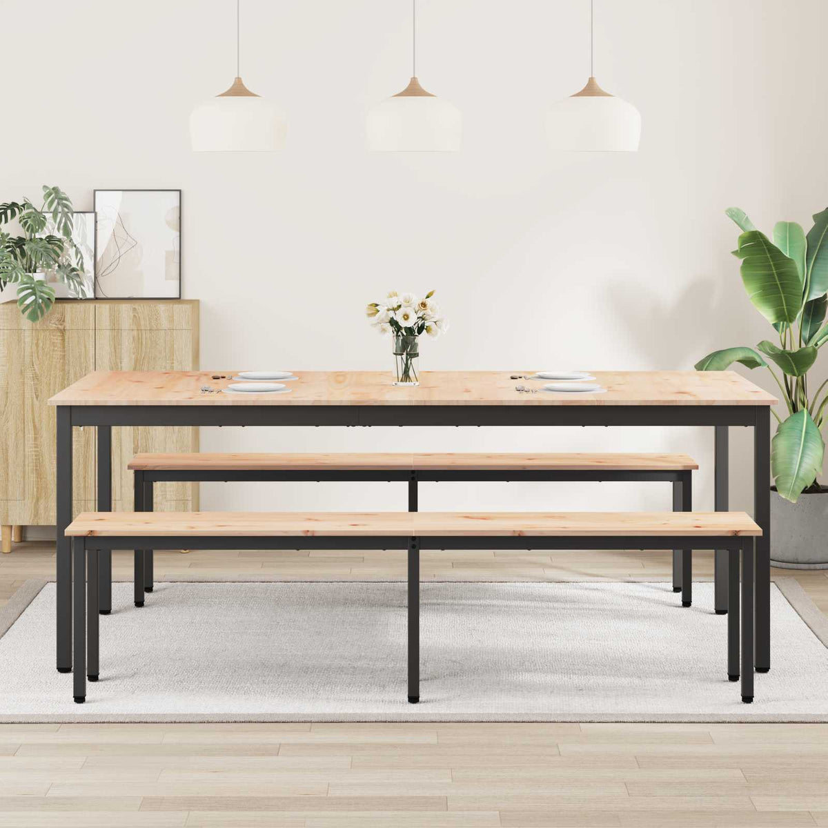 Dining Table Natural 200 x 100 x 75 cm Solid Pine Wood