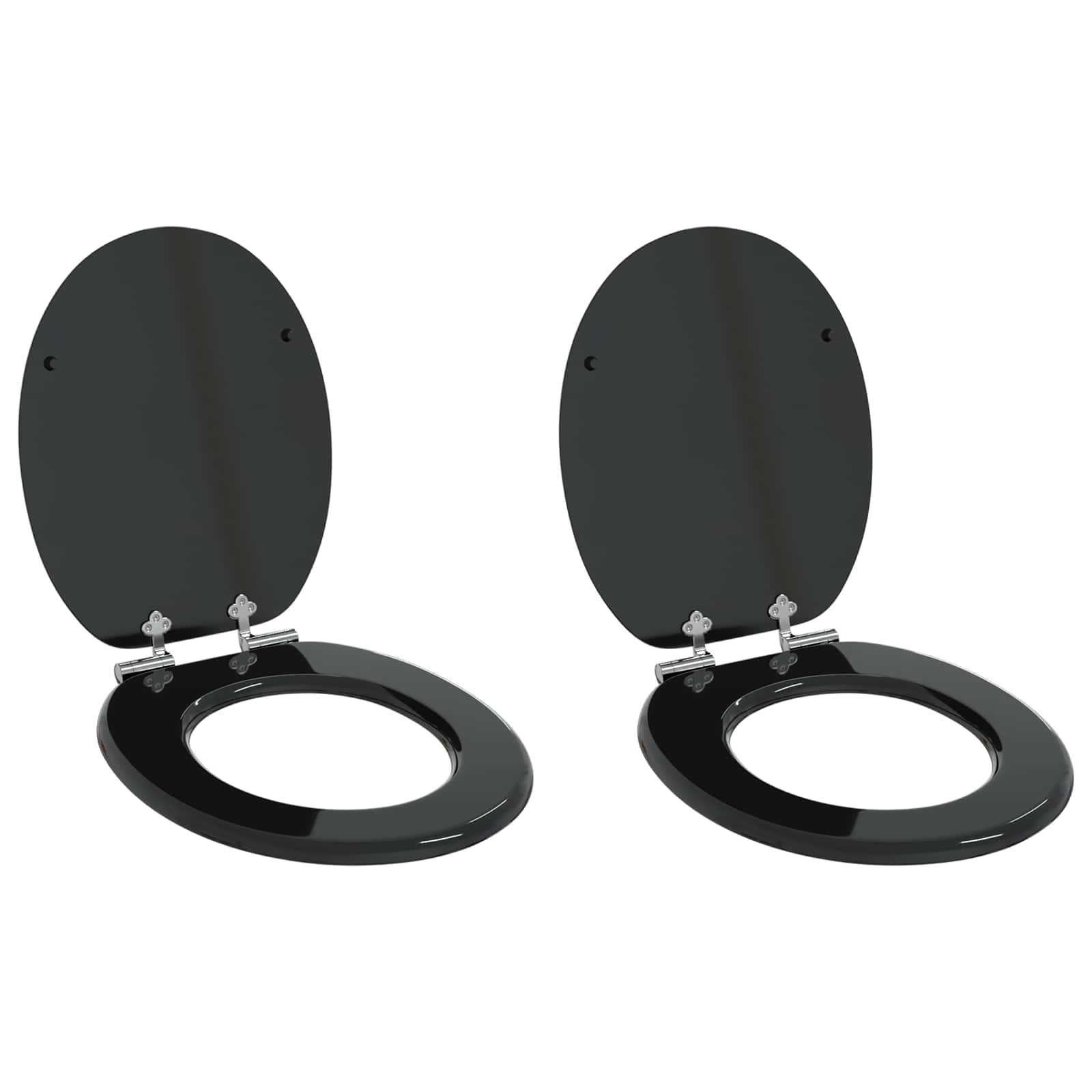 Soft-Close Toilet Seat 2 pcs Black 44 x 38 cm MDF board