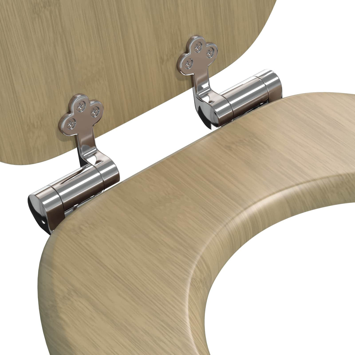 Soft-Close Toilet Seat 2 pcs Light Bamboo Color 44 x 38 cm