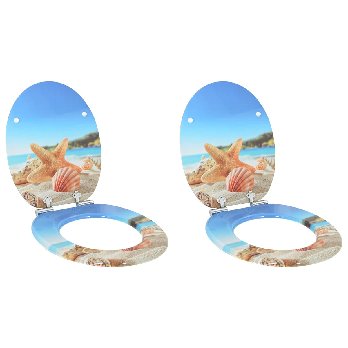 Soft-Close Toilet Seat 2 pcs Sea Muschel 44 x 38 cm MDF board