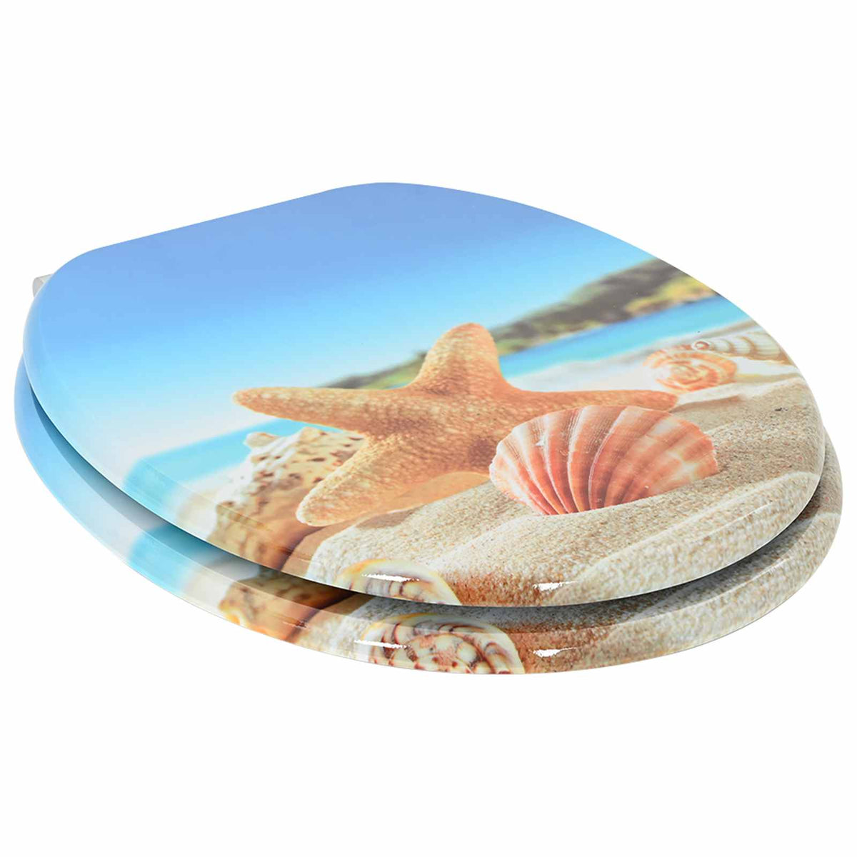 Soft-Close Toilet Seat 2 pcs Sea Muschel 44 x 38 cm MDF board