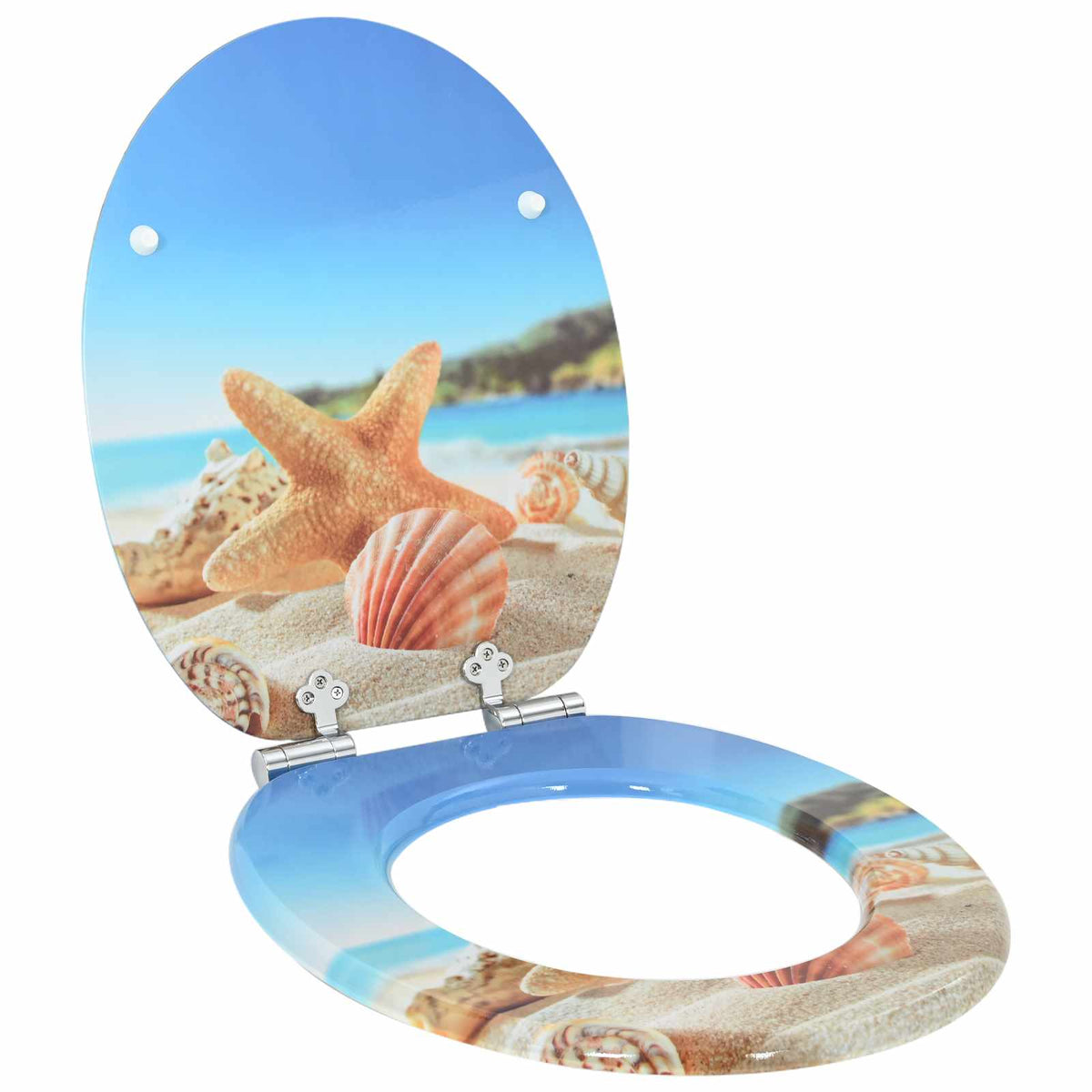 Soft-Close Toilet Seat 2 pcs Sea Muschel 44 x 38 cm MDF board