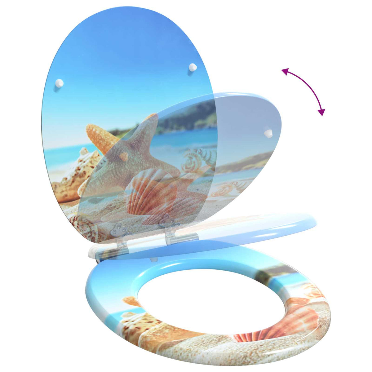 Soft-Close Toilet Seat 2 pcs Sea Muschel 44 x 38 cm MDF board