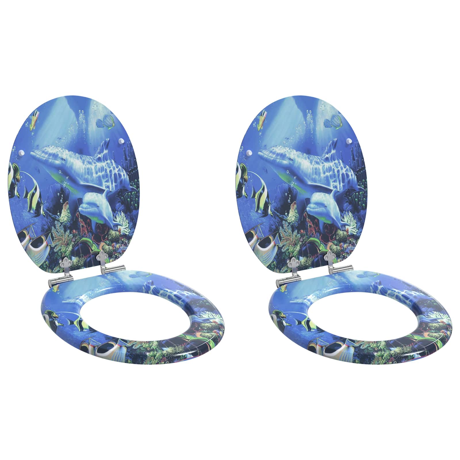 Soft-Close Toilet Seat 2 pcs Blue 44 x 38 cm MDF board