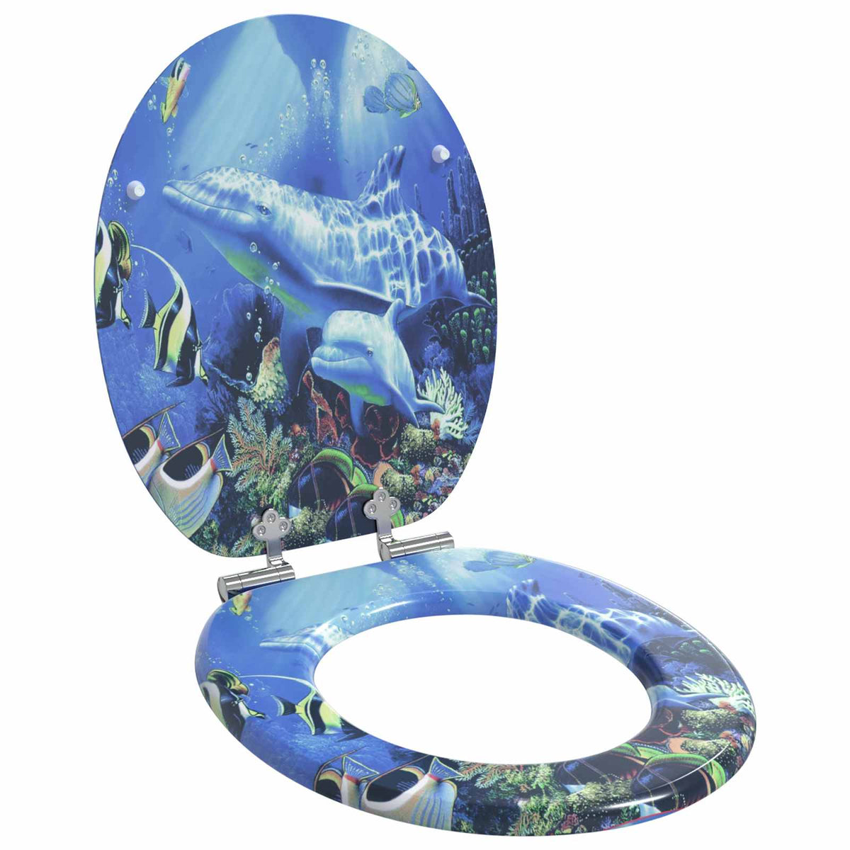 Soft-Close Toilet Seat 2 pcs Blue 44 x 38 cm MDF board