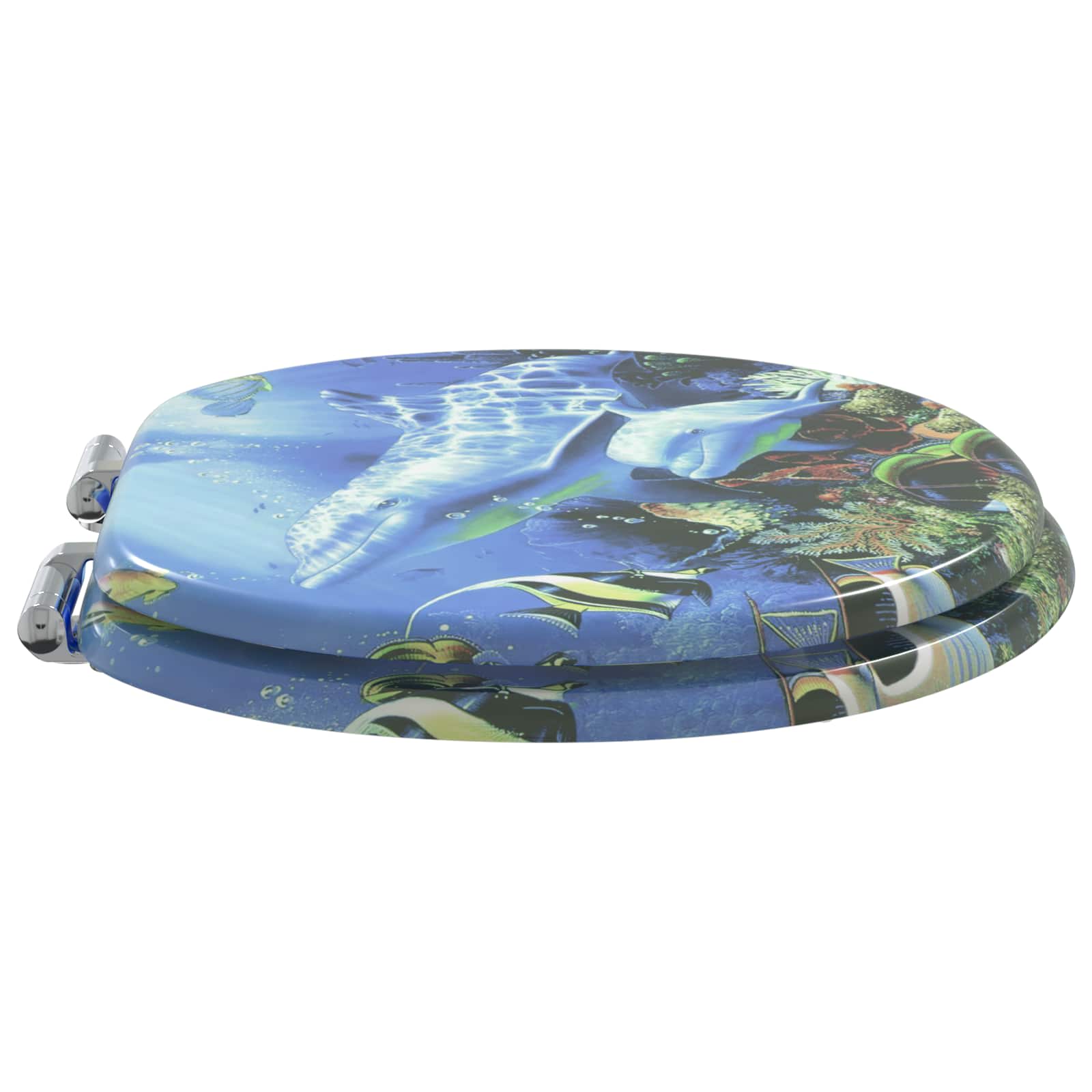 Soft-Close Toilet Seat 2 pcs Blue 44 x 38 cm MDF board