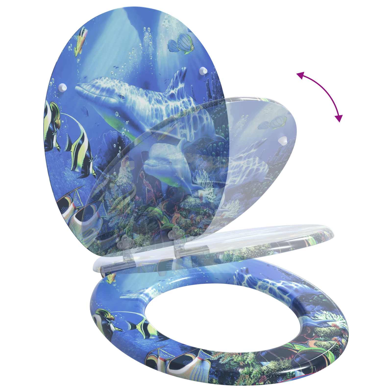 Soft-Close Toilet Seat 2 pcs Blue 44 x 38 cm MDF board