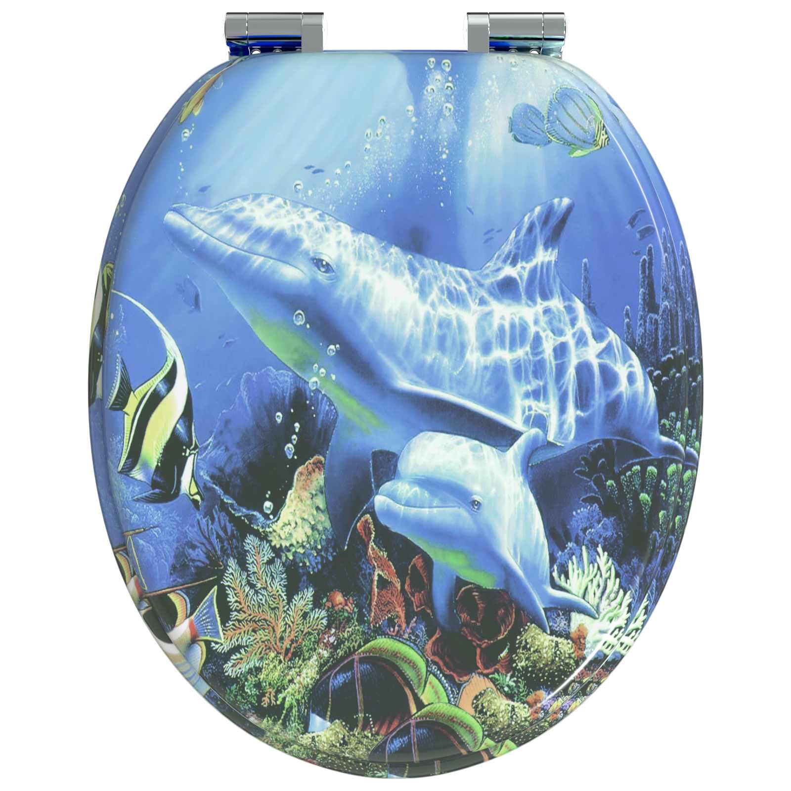 Soft-Close Toilet Seat 2 pcs Blue 44 x 38 cm MDF board