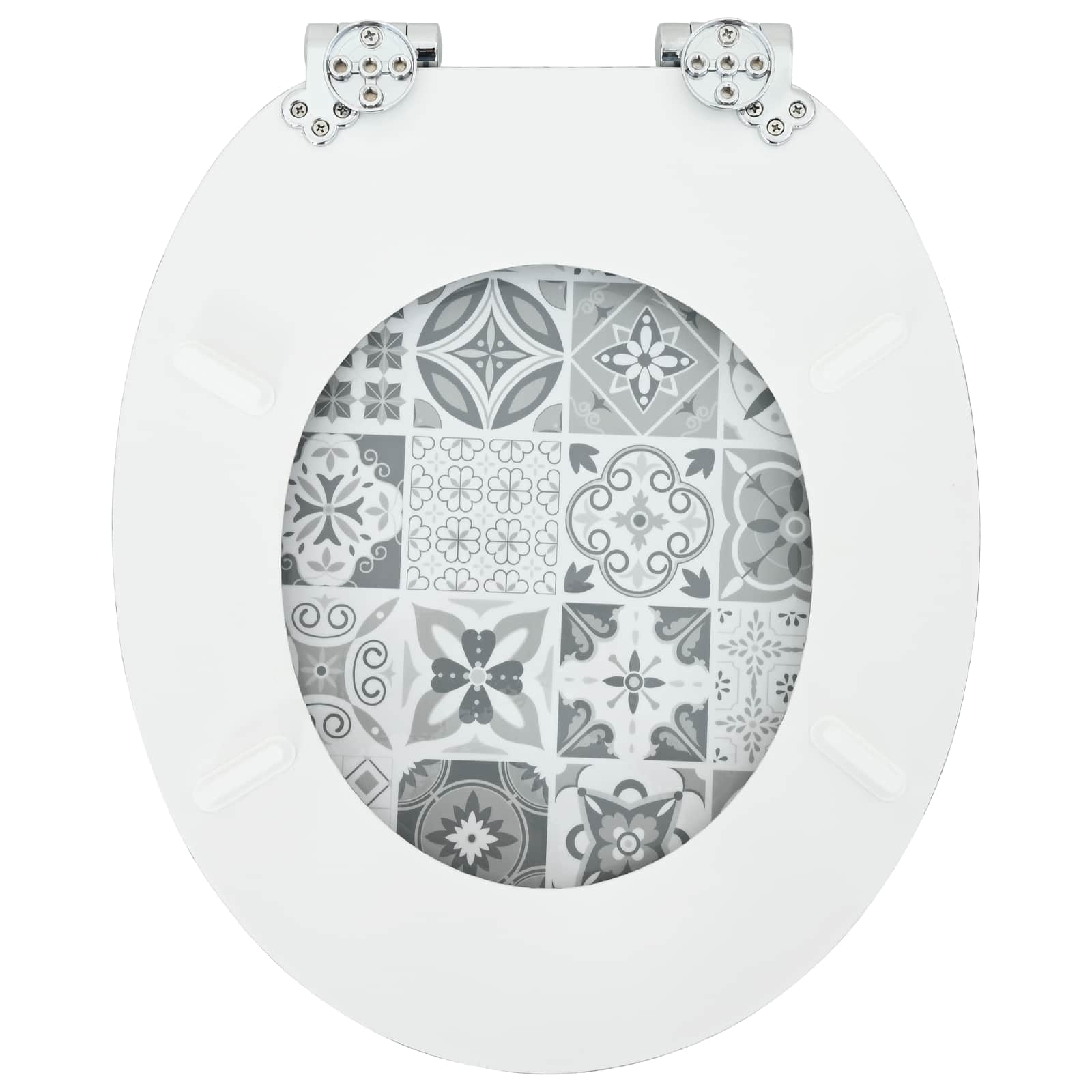 Soft-Close Toilet Seat 2 pcs Blue and White Porcelain MDF board