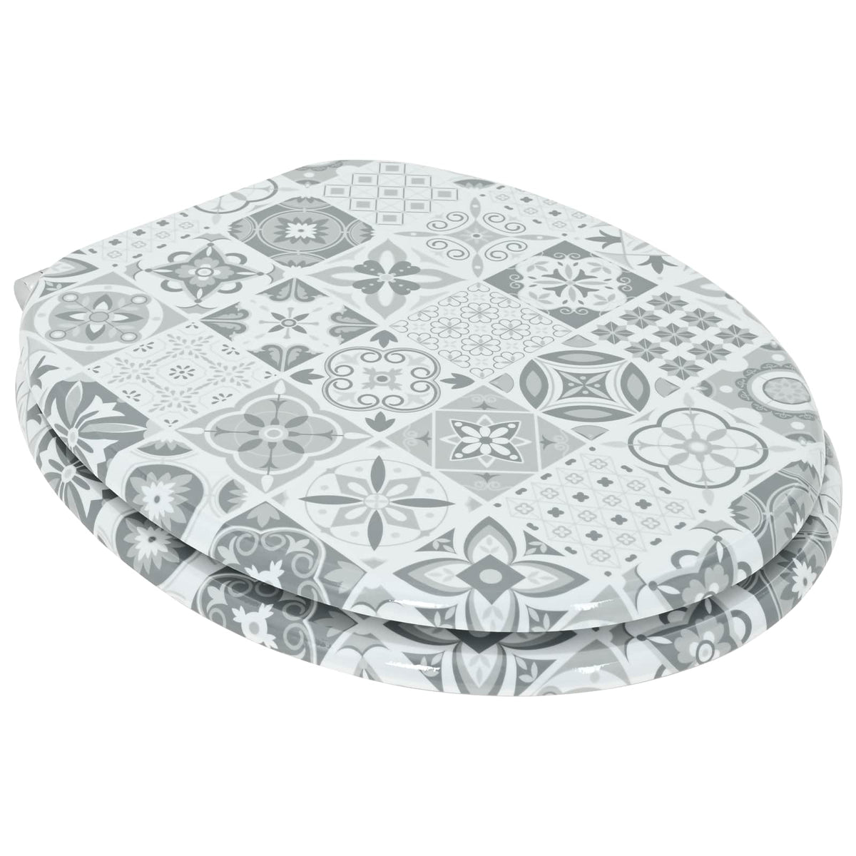 Soft-Close Toilet Seat 2 pcs Blue and White Porcelain MDF board