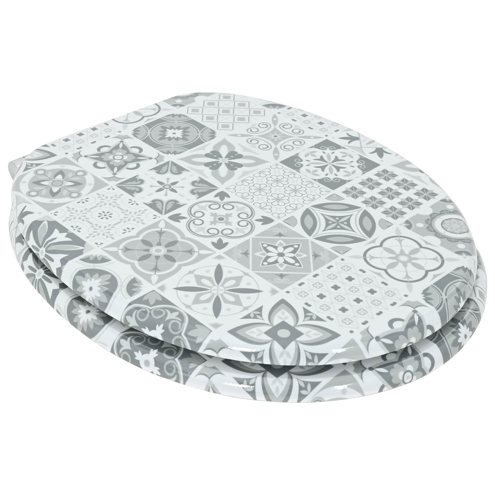 Soft-Close Toilet Seat 2 pcs Blue and White Porcelain MDF board