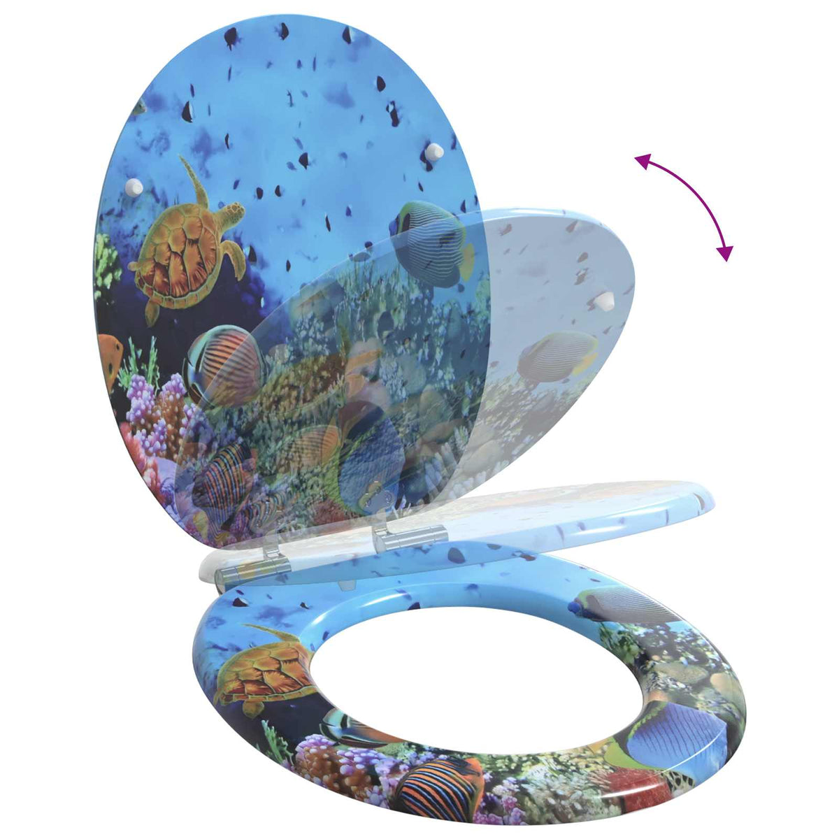 Soft-Close Toilet Seat 2 pcs Deep Sea Blue 44 x 38 cm MDF board