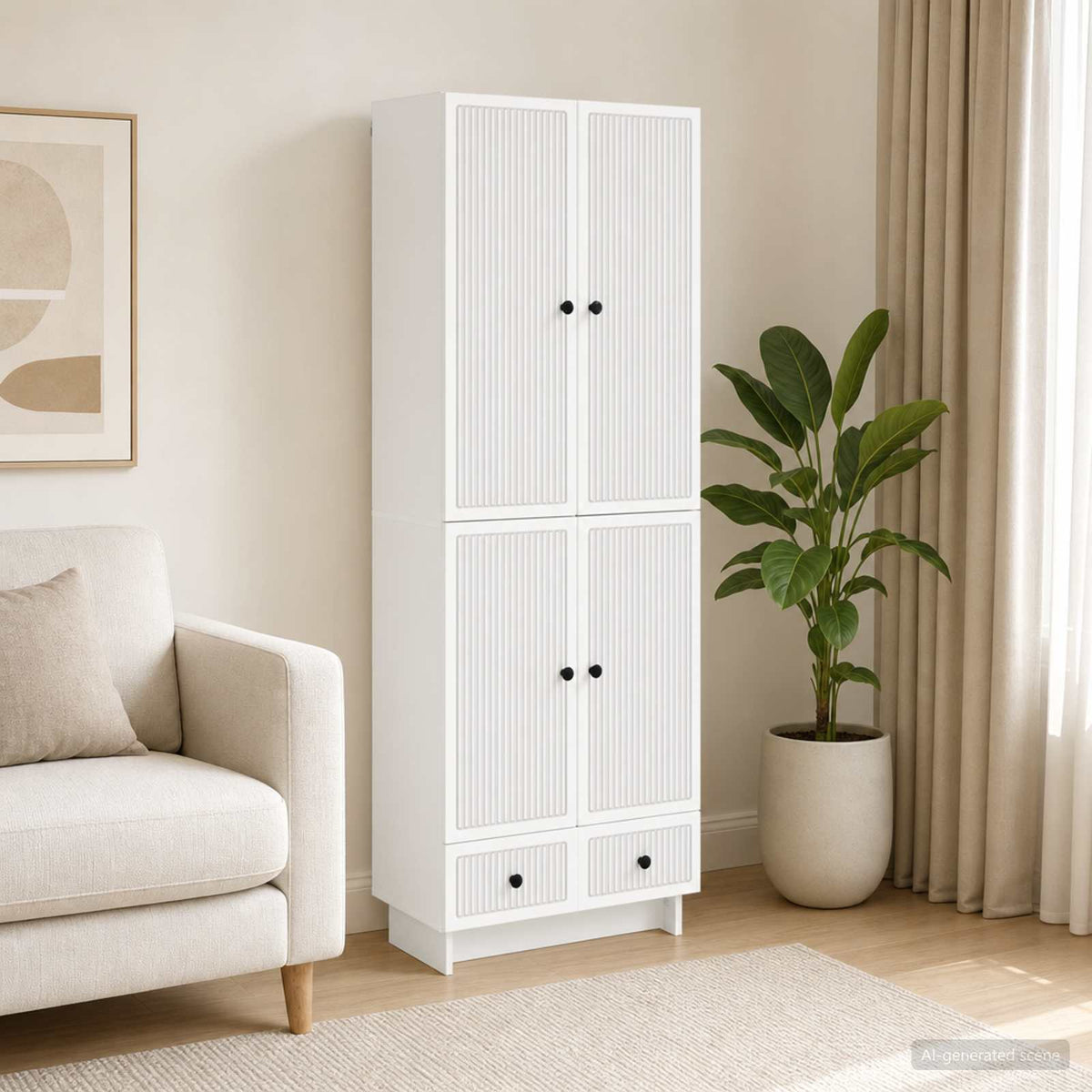 Cabinet Set 2 pcs White 66 x 34.5 x 95 cm Engineered Wood