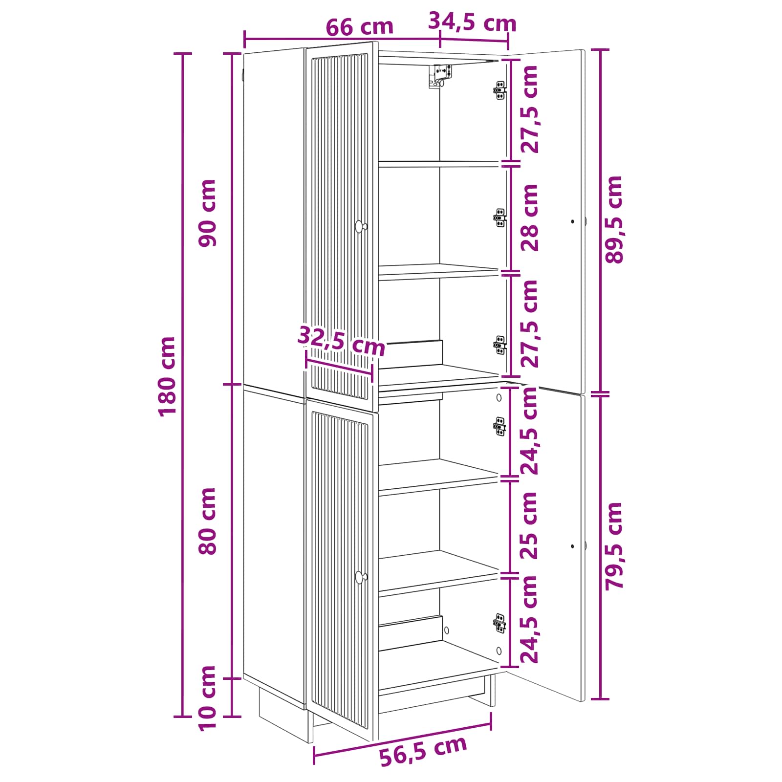 Cabinet Set 2 pcs White 66 x 34.5 x 90 cm Engineered Wood