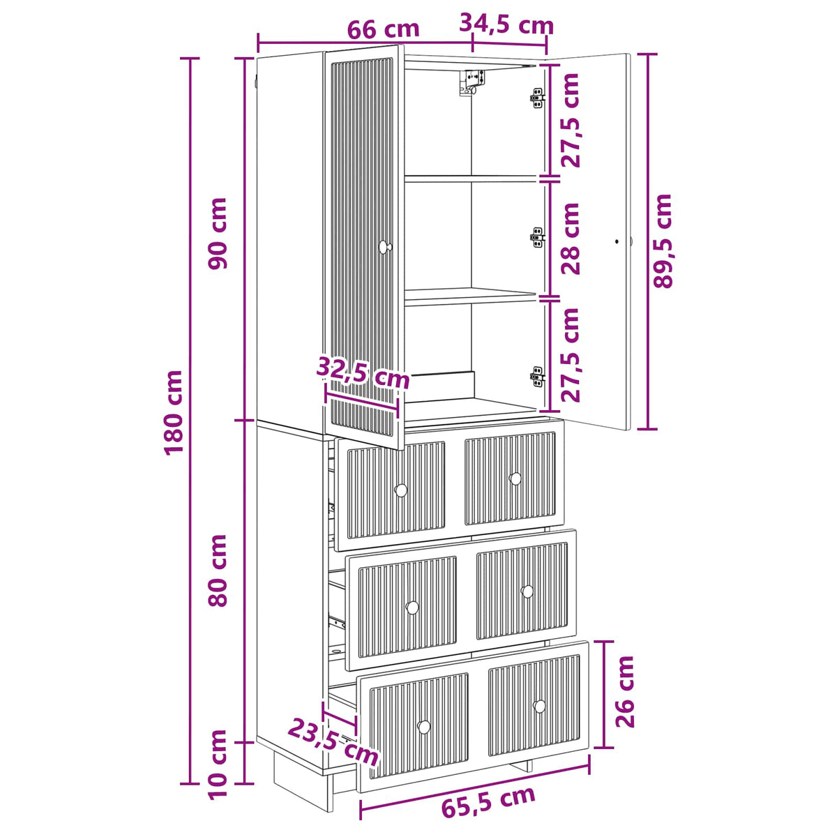 Cabinet Set 2 pcs 66 x 34.5 x 90 cm Engineered Wood