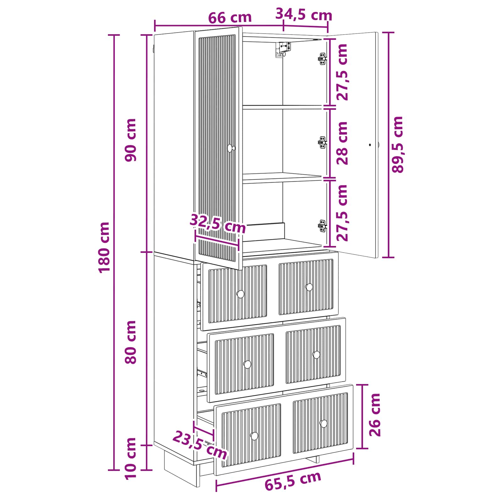 Cabinet Set 2 pcs 66 x 34.5 x 90 cm Engineered Wood