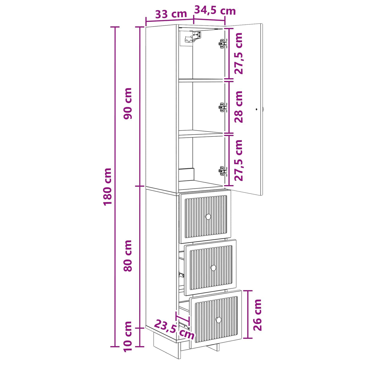 Cabinet Set 2 pcs White 33 x 34.5 x 90 cm Engineered Wood