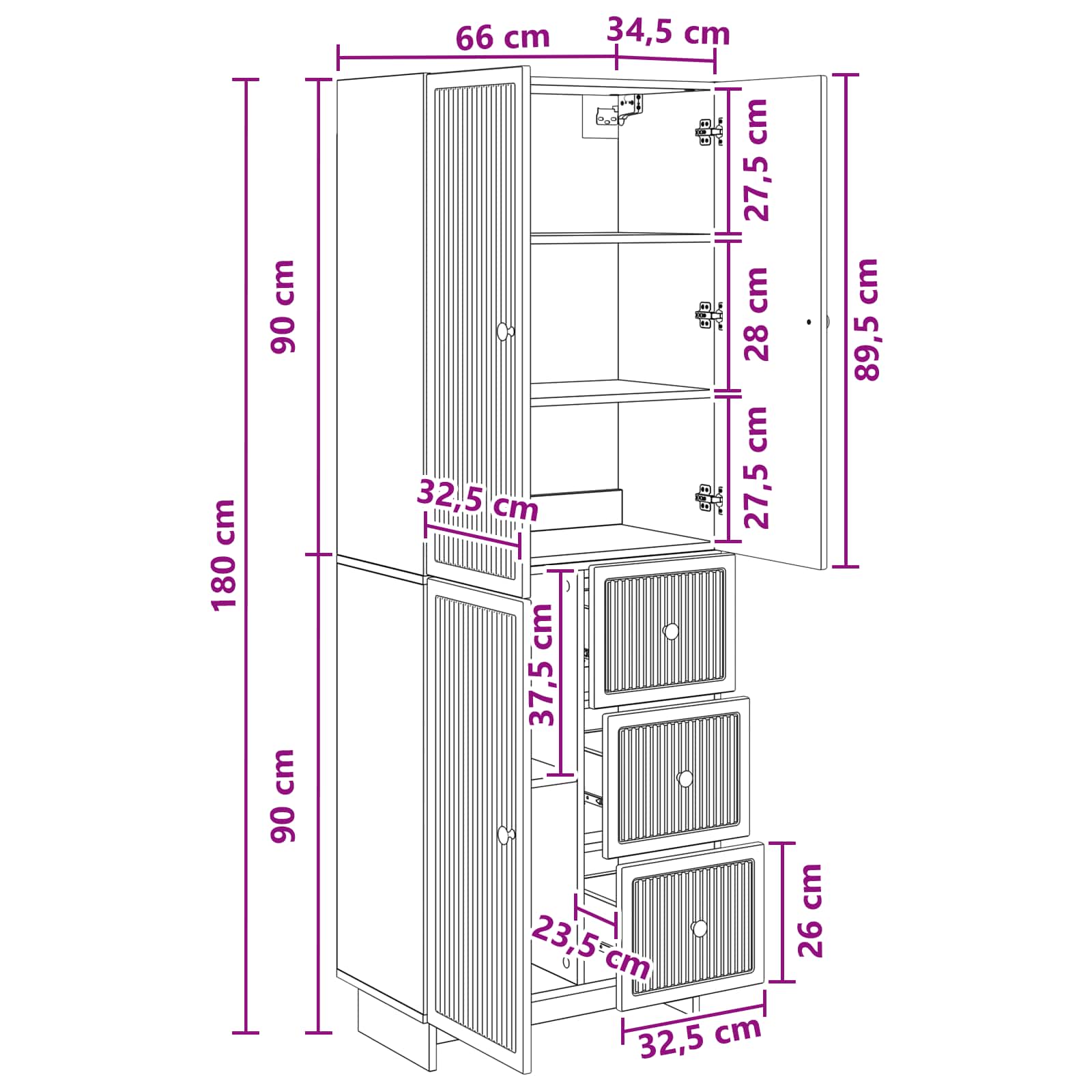 Cabinet Set 2 pcs 66 x 34.5 x 90 cm Engineered Wood