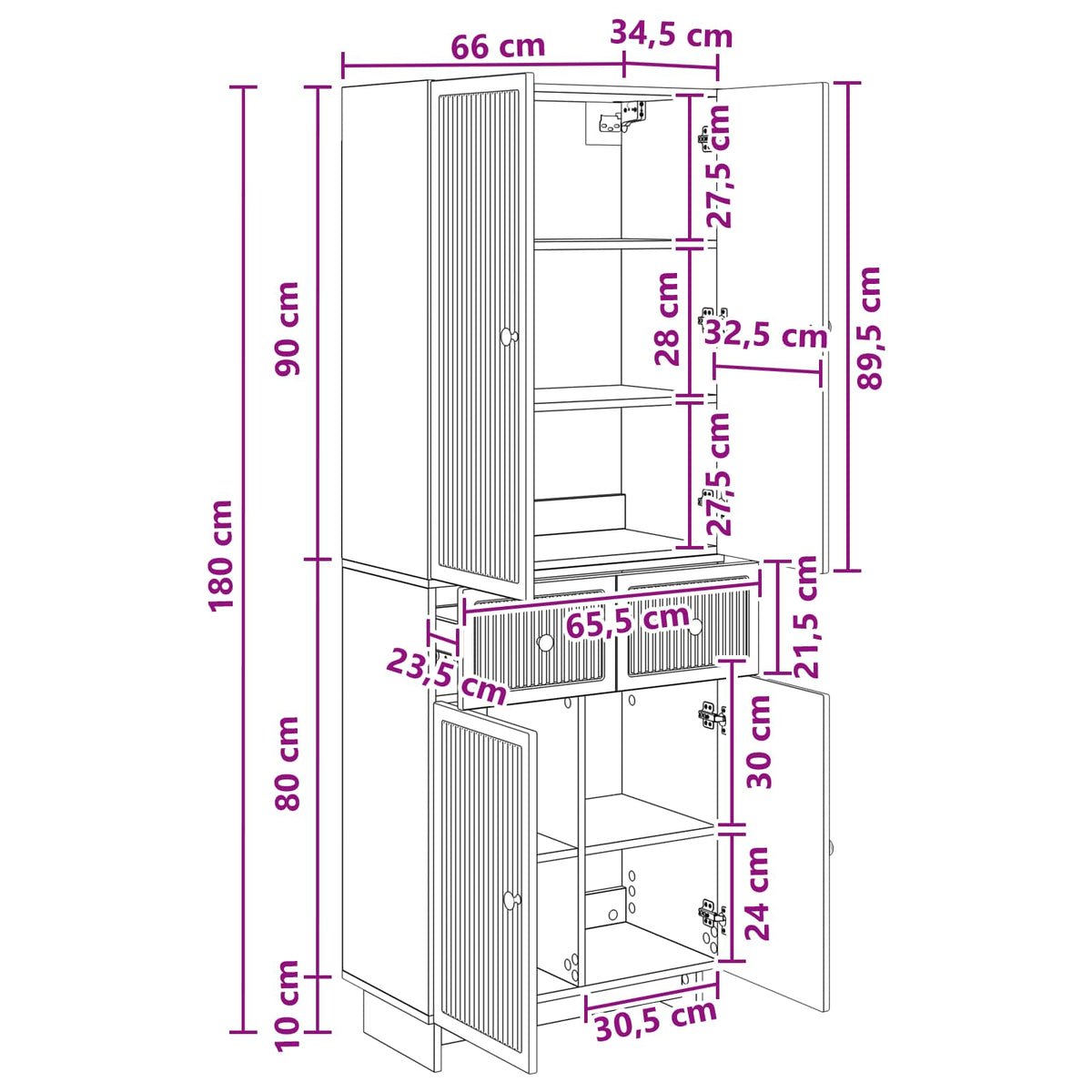 Cabinet Set 2 pcs White 66 x 34.5 x 90 cm Engineered Wood