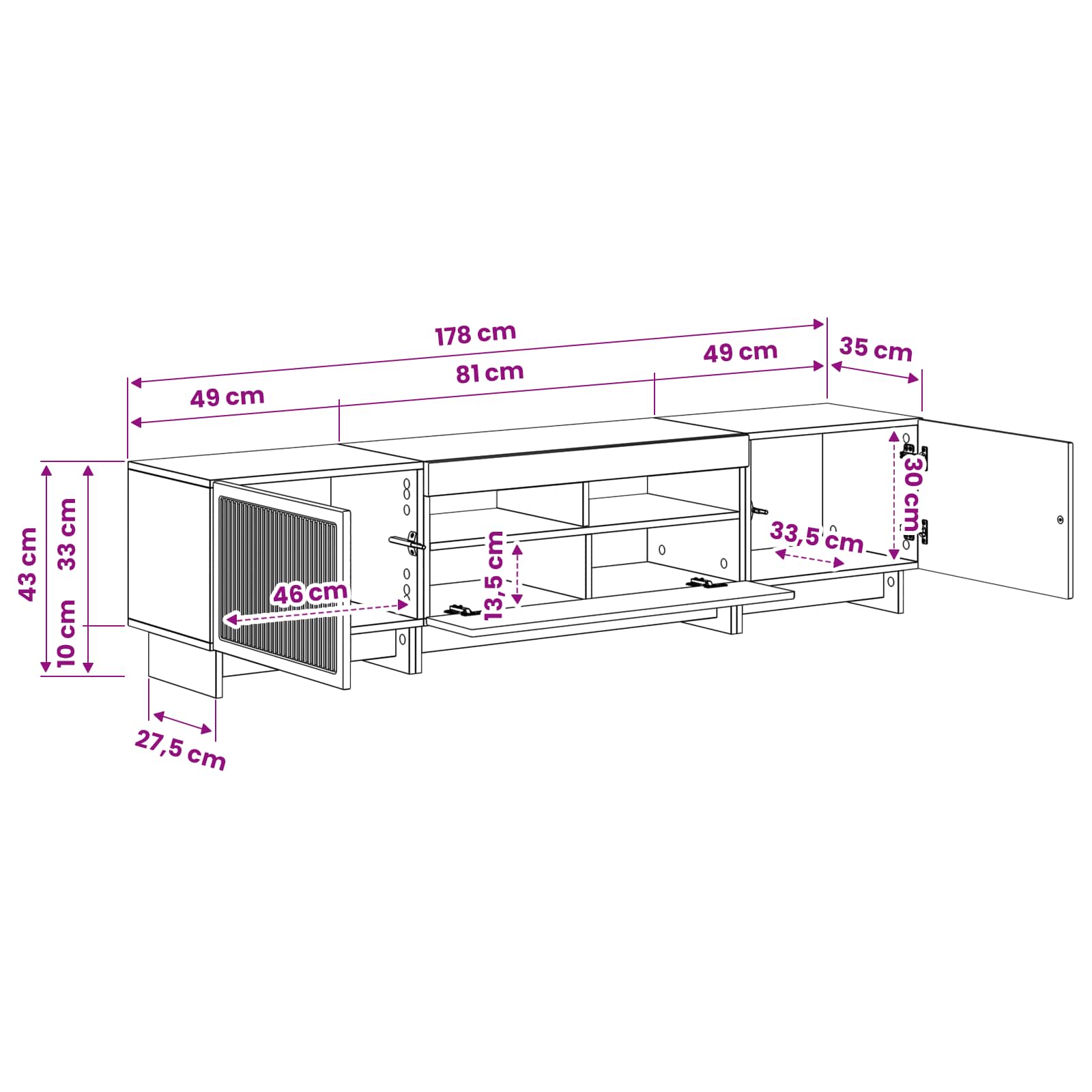5 Piece LED TV Cabinet White Engineered Wood