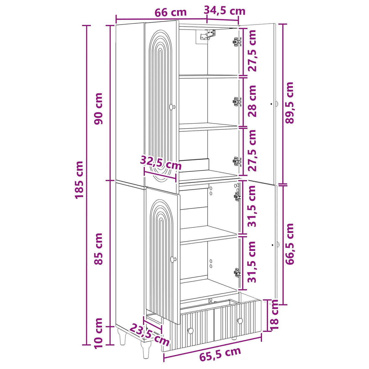 Cabinet Set 2 pcs 66 x 34.5 x 95 cm Engineered Wood