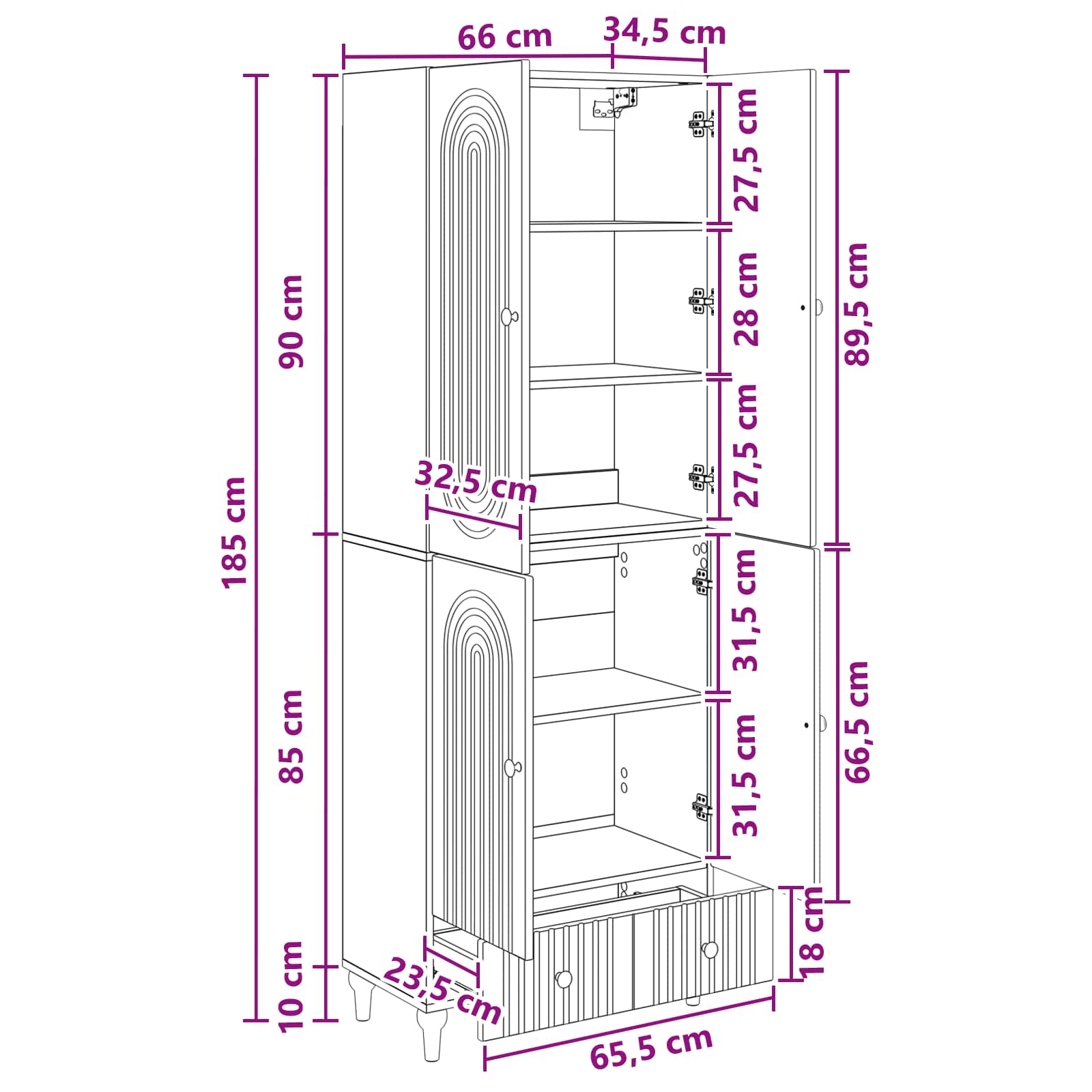 Cabinet Set 2 pcs 66 x 34.5 x 95 cm Engineered Wood