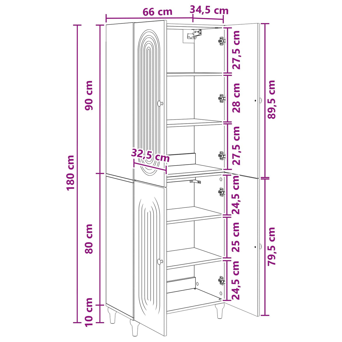 Cabinet Set 2 pcs 66 x 34.5 x 90 cm Engineered Wood