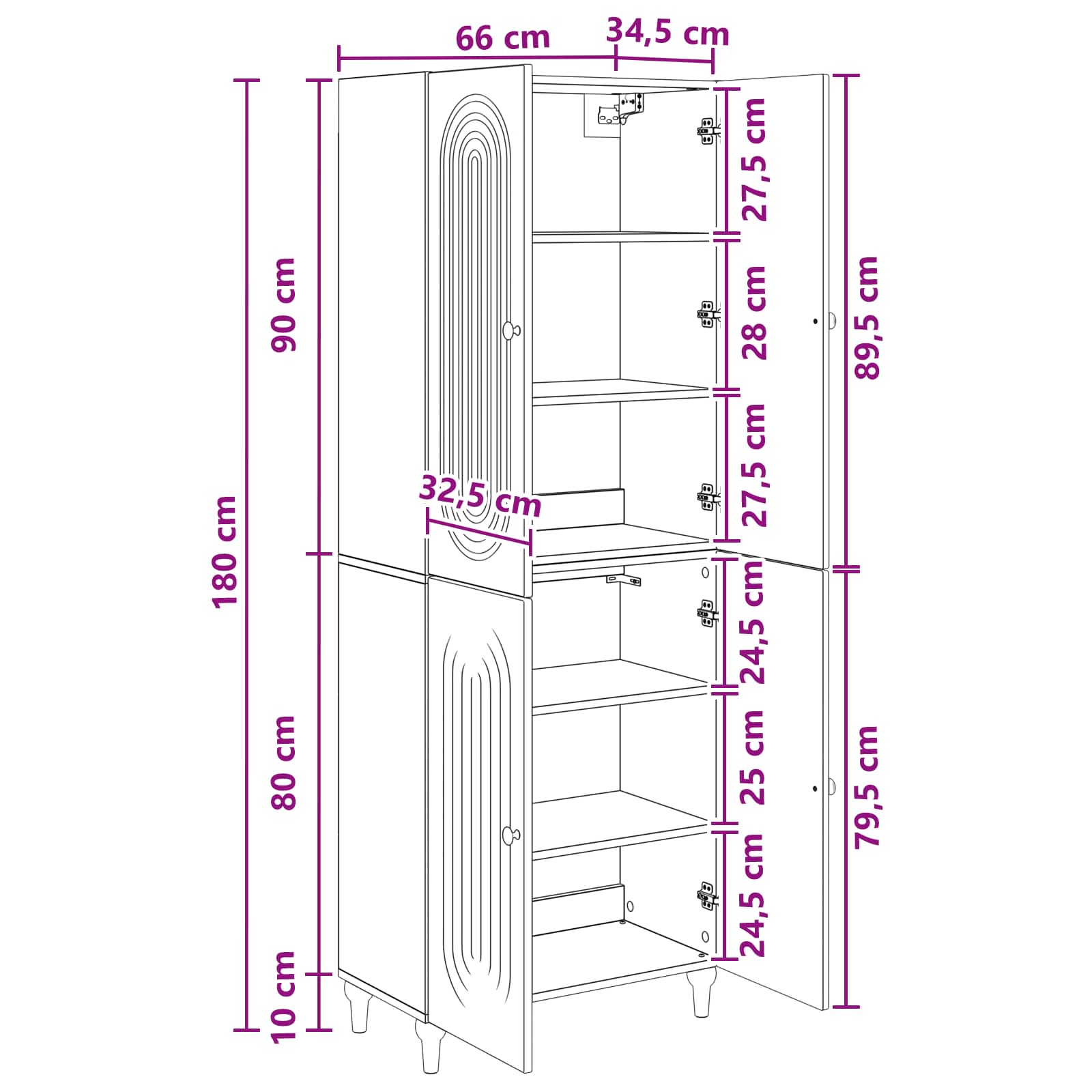 Cabinet Set 2 pcs 66 x 34.5 x 90 cm Engineered Wood